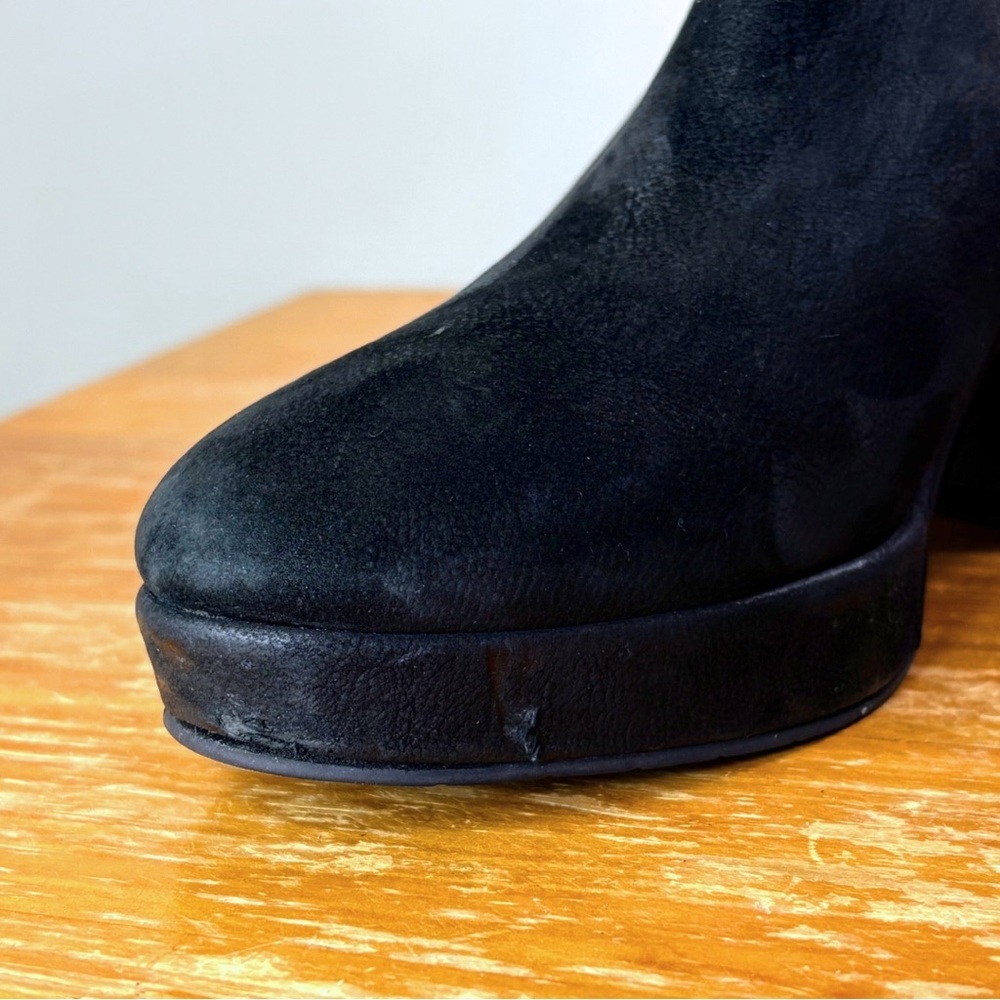 Eileen Fisher Nubuck Leather Block Heel Booties - Picture 9 of 12